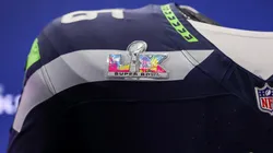 A detailed view of a Seattle Seahawks jersey prior to Super Bowl LX.