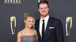 Katie Hoofnagle and Sam Darnold attend the 14th Annual NFL Honors in 2025.