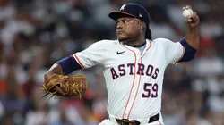 Framber Valdez #59 pitches during the first inning against the Yankees.