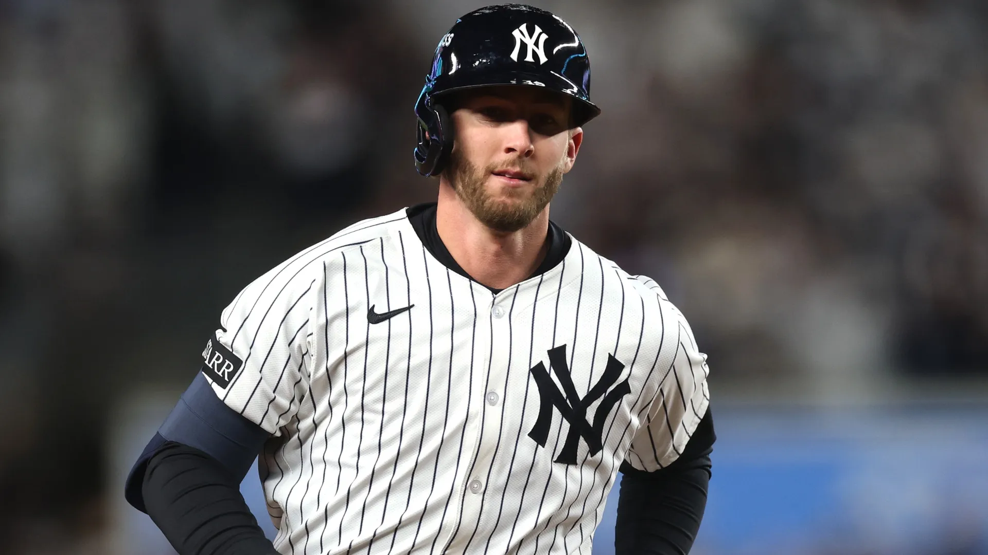 Ryan McMahon #19 of the Yankees rounds the bases after hitting a solo home run. Ishika Samant/Getty Images