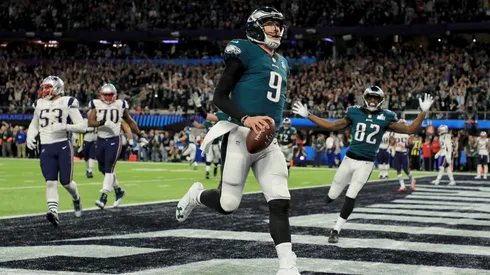 Nick Foles #9 of the Philadelphia Eagles at Super Bowl LII in 2018.
