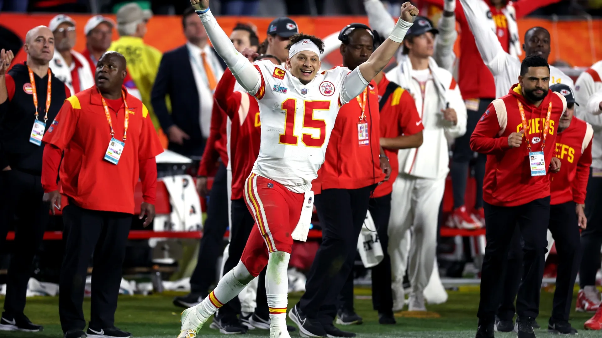 Patrick Mahomes at the Super Bowl LVII (Source: Ezra Shaw/Getty Images)