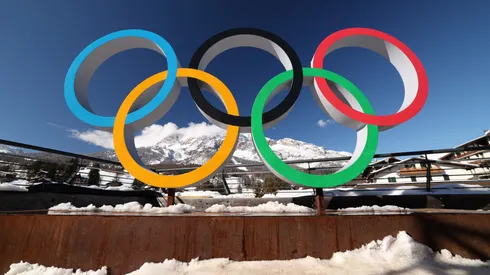 The Olympics Rings are seen in Cortina d'Ampezzo in 2026.