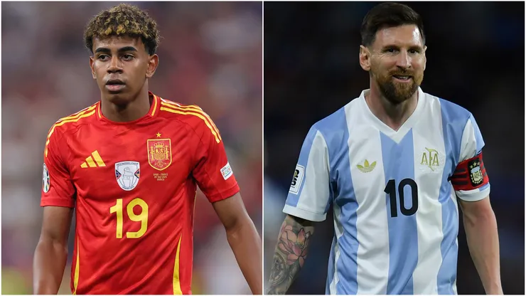 Lamine Yamal of Spain and Lionel Messi or Argentina.