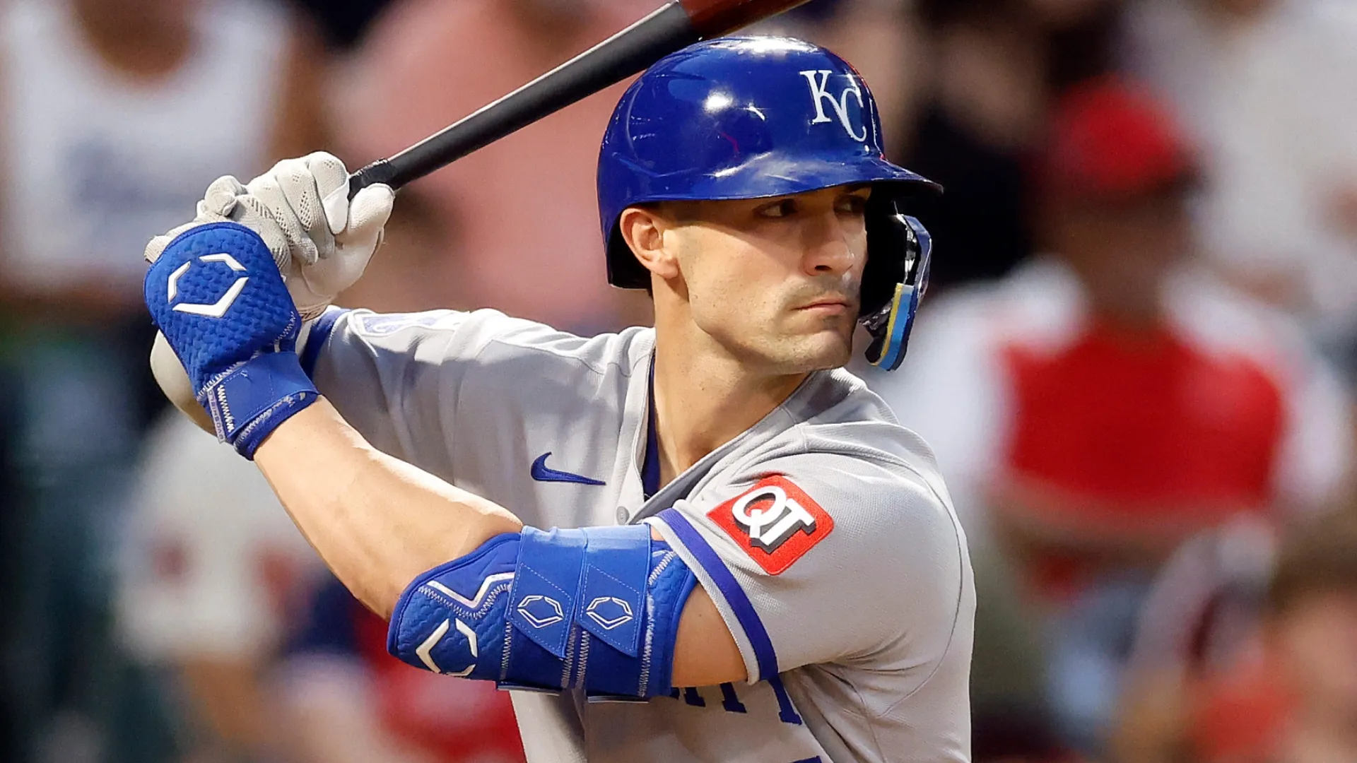 Randal Grichuk #15 of the Royals at bat. Ronald Martinez/Getty Images