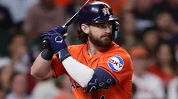 Brendan Rodgers #1 of the Astros bats during the fifth inning against the White Sox.