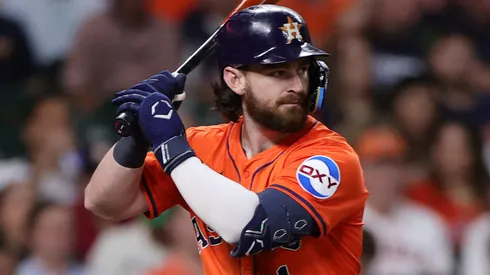 Brendan Rodgers #1 of the Astros bats during the fifth inning against the White Sox.