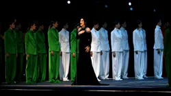 Laura Pausini at the opening ceremony of the Milano Cortina 2026 Winter Olympics.
