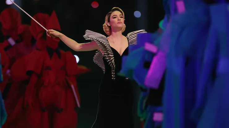 Matilda De Angelis performs during the opening ceremony of the Milano Cortina 2026 Winter Olympics.