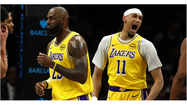LeBron James and Jaxson Hayes of the Los Angeles Lakers