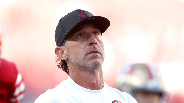 Head coach Kyle Shanahan of the San Francisco 49ers on October 19, 2025 in Santa Clara.