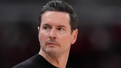 Head coach JJ Redick of the Los Angeles Lakers looks on.
