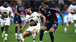 Rubén Duarte of Pumas UNAM controls the ball while defended by Anisse Saidi of San Diego FC