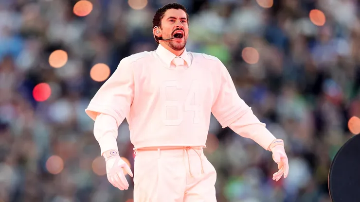 Bad Bunny performs onstage during the Apple Music Super Bowl LX Halftime Show