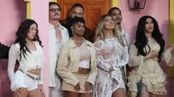 Pedro Pascal, Karol G and Cardi B perform onstage during Super Bowl LX halftime show.