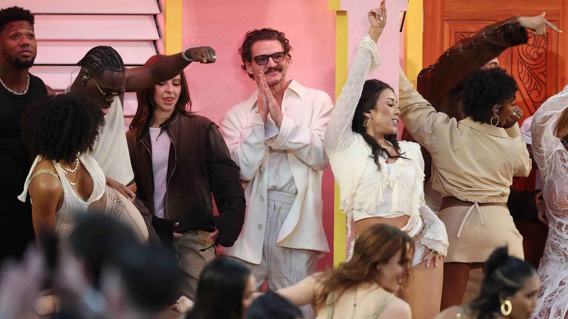 Pedro Pascal performs onstage during the Apple Music Super Bowl LX Halftime Show (Source: Chris Graythen/Getty Images)