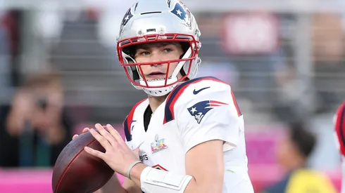 Drake Maye #10 of the New England Patriots during the Super Bowl XL.
