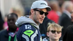 Chris Pratt and son, Jack Pratt attend Super Bowl LX.