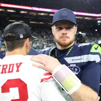 Sam Darnold mentions Brock Purdy and Kyle Shanahan after winning Super Bowl LX