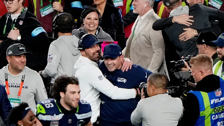 Seattle Seahawks celebrating the Super Bowl victory.