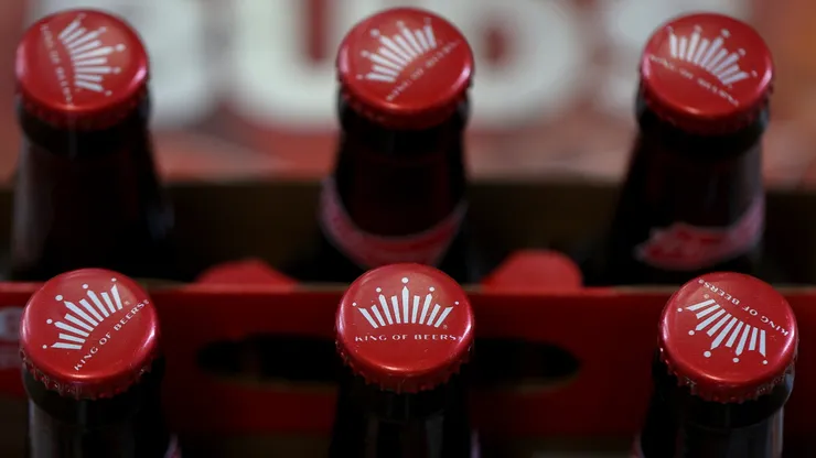 A six pack of Budweiser beer is photographed on March 14, 2024.