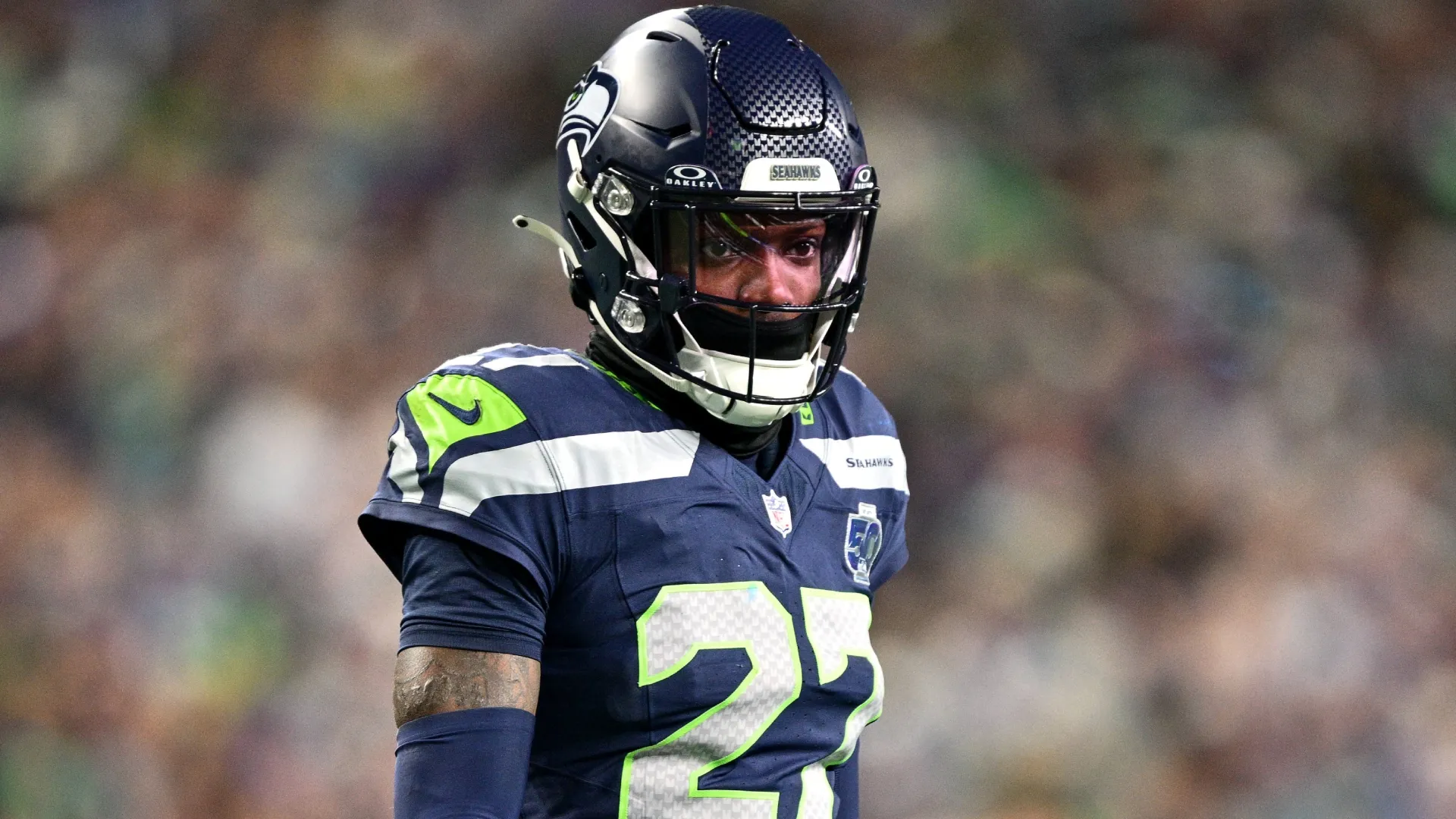 Rashid Shaheed #22 of the Seattle Seahawks in 2025 (Source: Jane Gershovich/Getty Images)