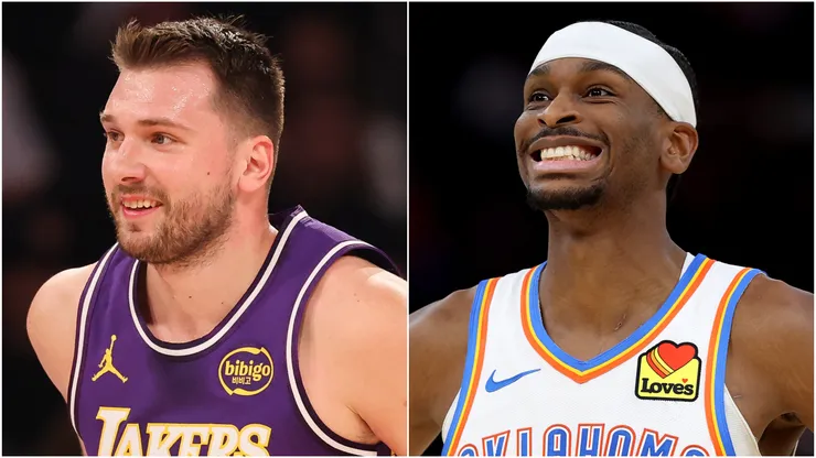 Luka Doncic of the Los Angeles Lakers and Shai Gilgeous-Alexander of the Oklahoma City Thunder.