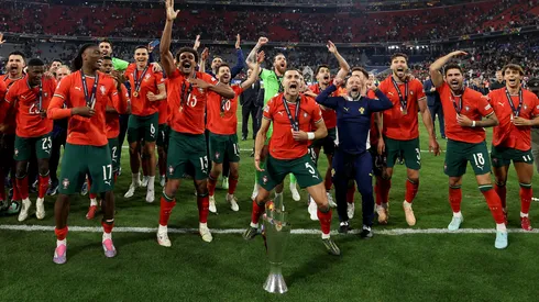Players of Portugal celebrate after winning the UEFA Nations League
