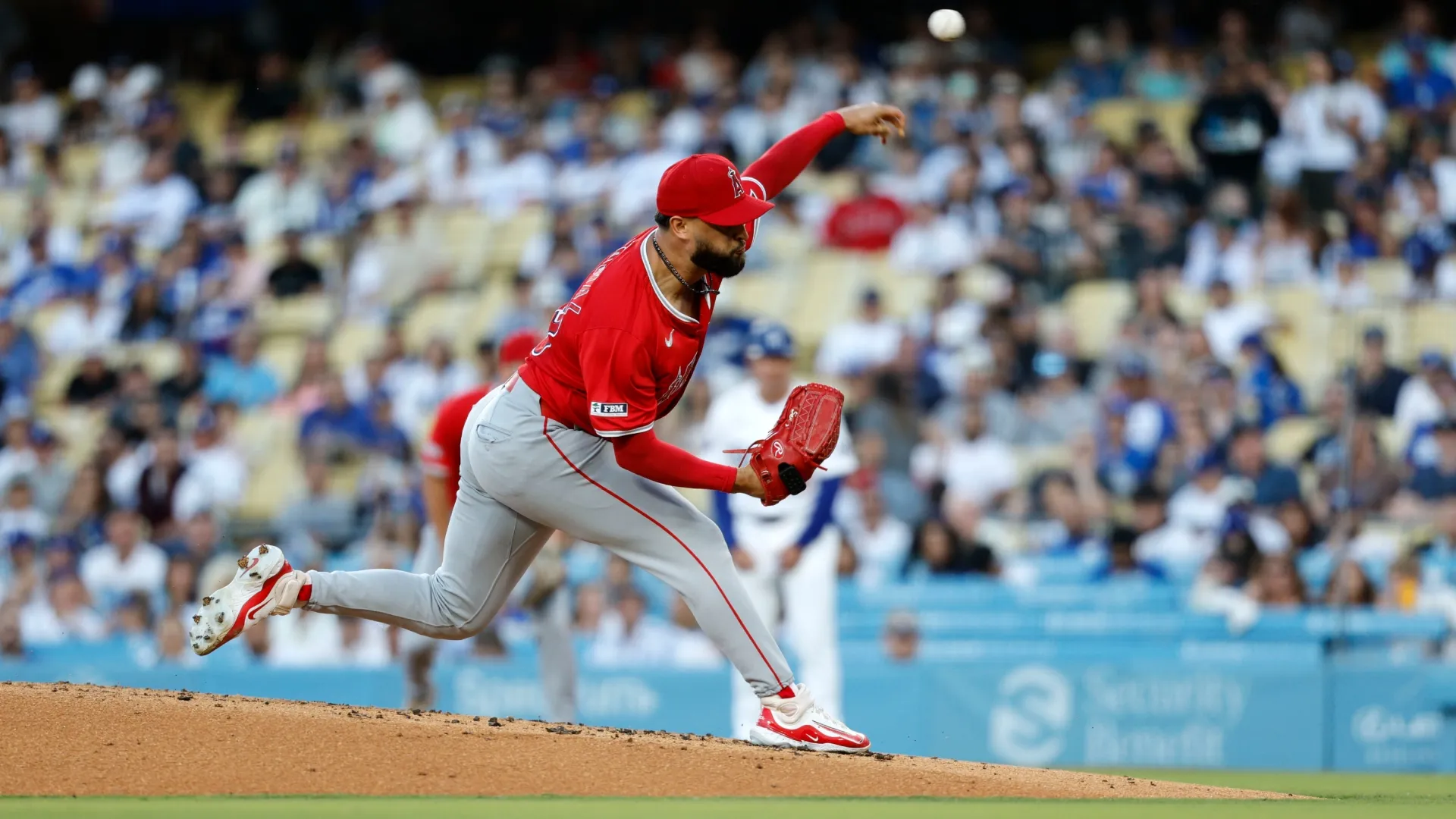 Patrick Sandoval #43 of the Red Sox delivers a pitch toward home. Kevork Djansezian/Getty Images