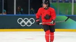 Sidney Crosby of Team Canada takes part during training at the 2026 Winter Olympic games.