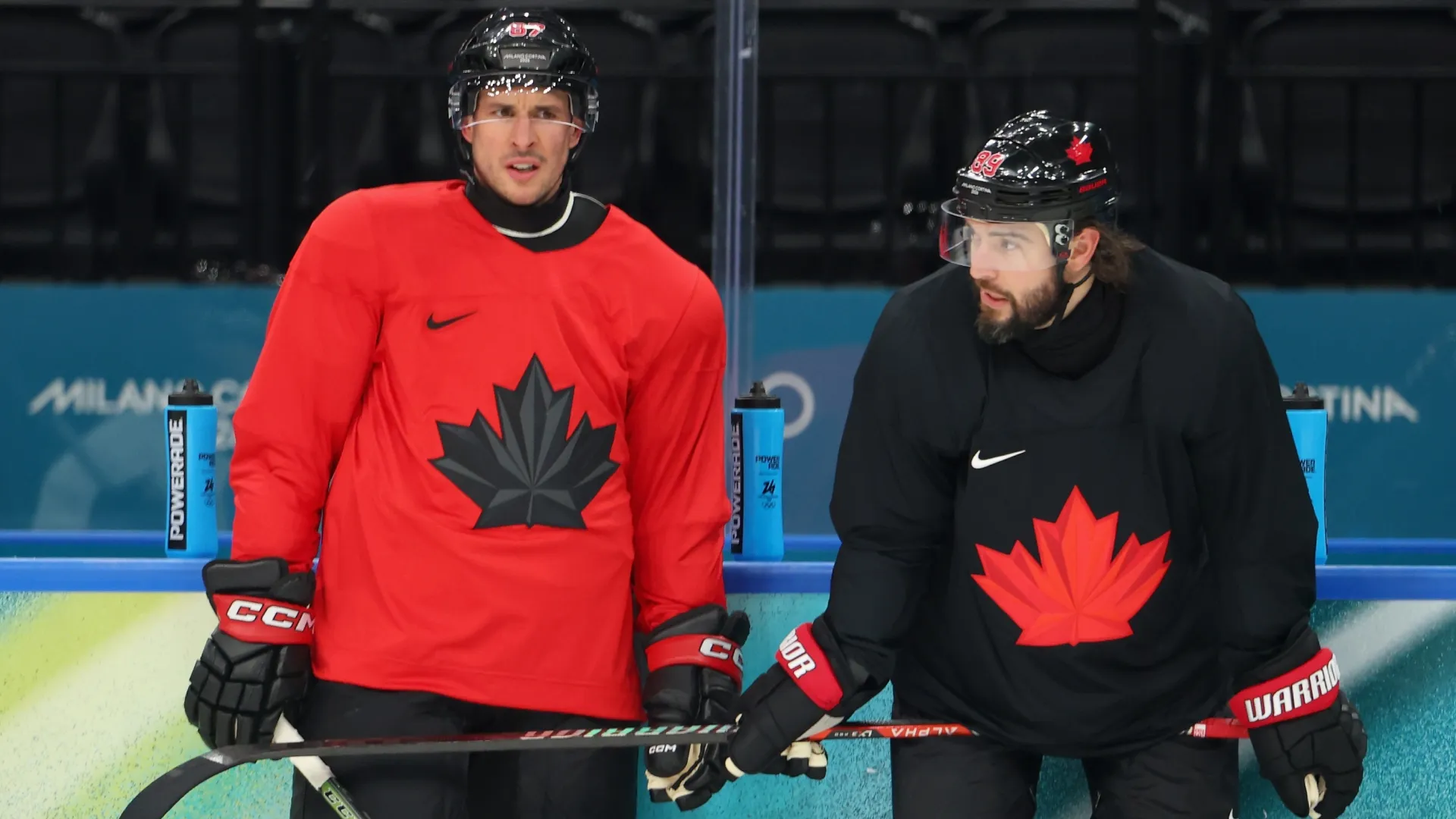 Sidney Crosby and Drew Doughty at the 2026 Winter Olympic games (Source: Gregory Shamus/Getty Images)