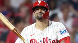 Nick Castellanos #8 of the Phillies bats against the Dodgers.