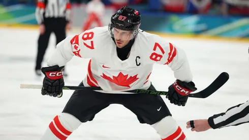 Sidney Crosby #87 of Team Canada during theh Milano Cortina 2026 Winter Olympic games.