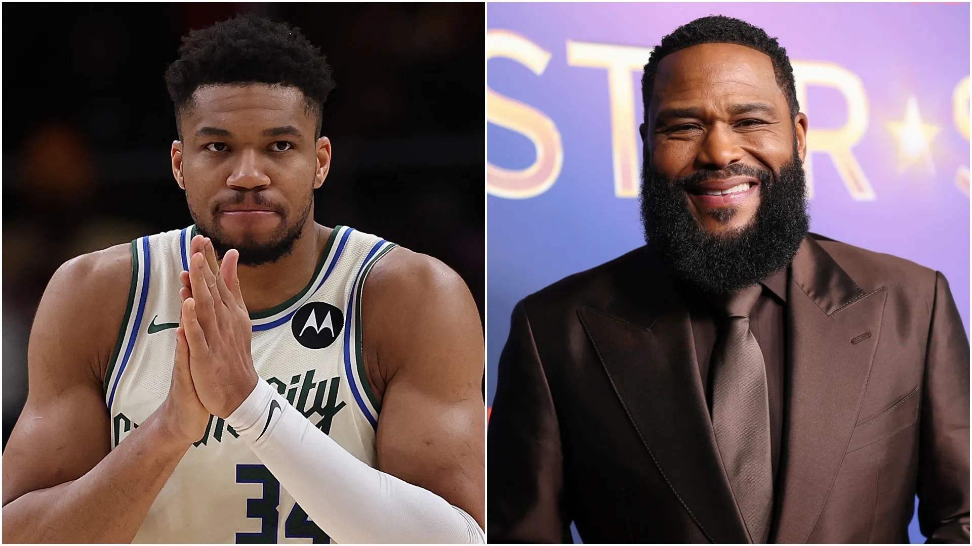 Giannis Antetokounmpo and Anthony Anderson (Source: Kevin C. Cox/Getty Images — Matt Winkelmeyer/Getty Images for Netflix)