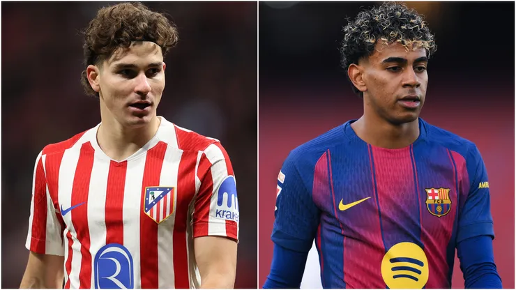 Julian Alvarez of Atletico Madrid and Lamine Yamal of Barcelona.