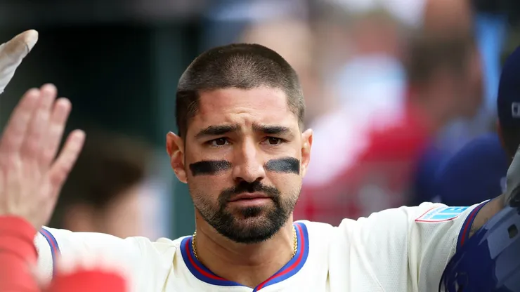 Nick Castellanos #8 of the Philadelphia Phillies ion June 14, 2025 in Philadelphia.