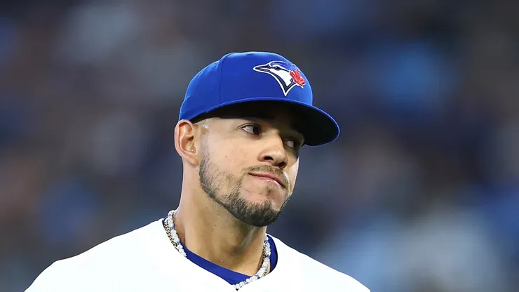 Jose Berrios of the Toronto Blue Jays looks on March 27, 2025 in Toronto.