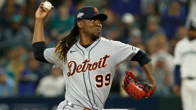 Rafael Montero #99 of the Tigers delivers a pitch against the Mariners. Alika Jenner/Getty Images