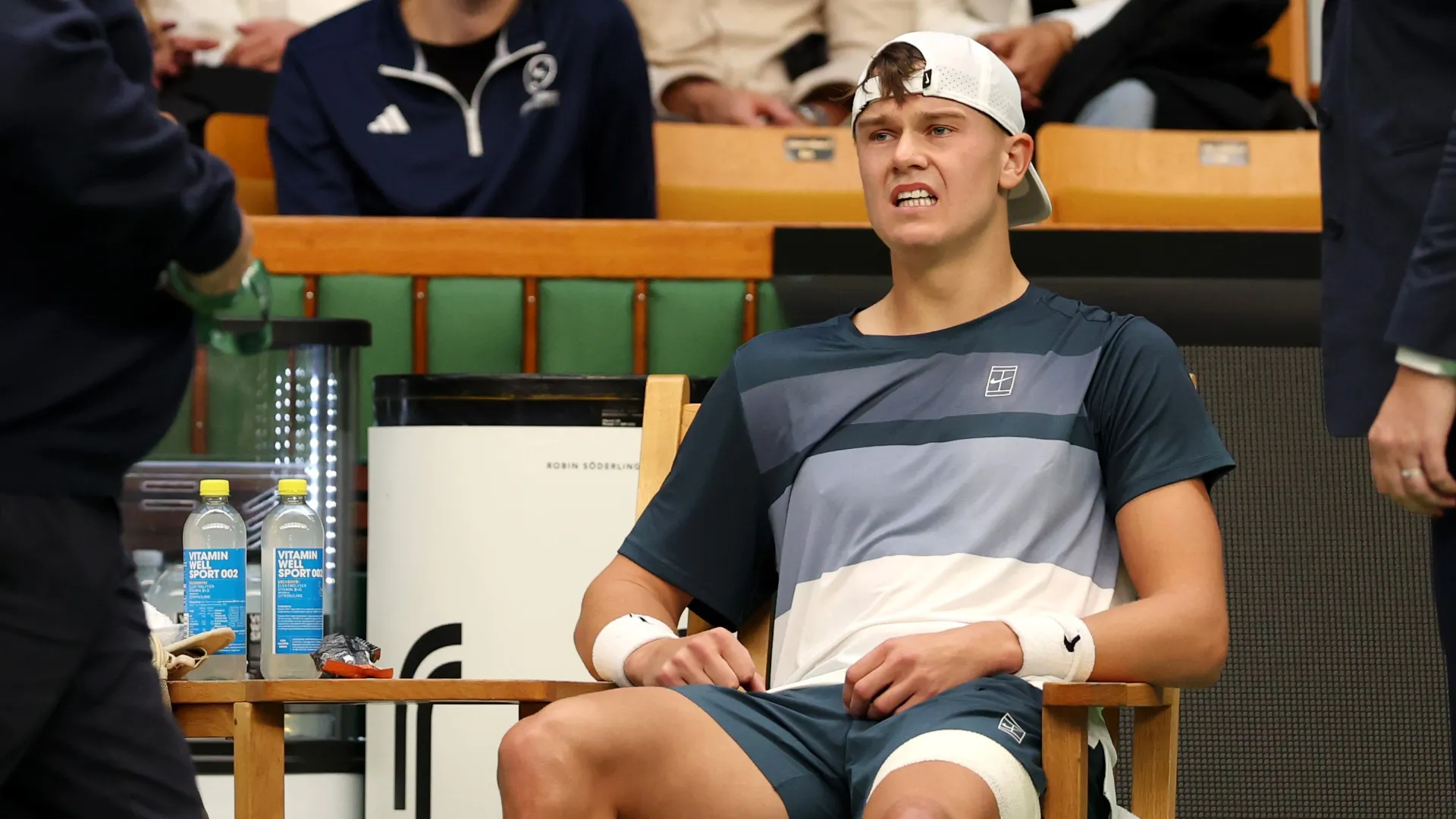 Rune seconds after suffering a serious injury in Stockholm