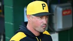 Pittsburgh Pirates manager Don Kelly #12 looks on from the dugout.