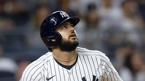 Jasson Dominguez of the New York Yankees on August 25, 2025 in New York City.