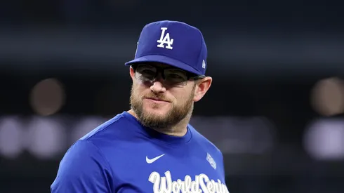 Max Muncy of the Los Angeles Dodgers on October 31, 2025 in Toronto.
