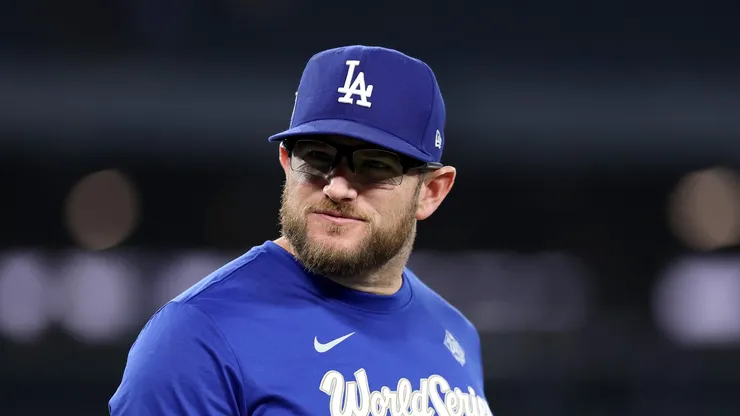 Max Muncy of the Los Angeles Dodgers on October 31, 2025 in Toronto.