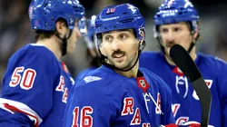 Vincent Trocheck #16 of the New York Rangers looks on during the game.