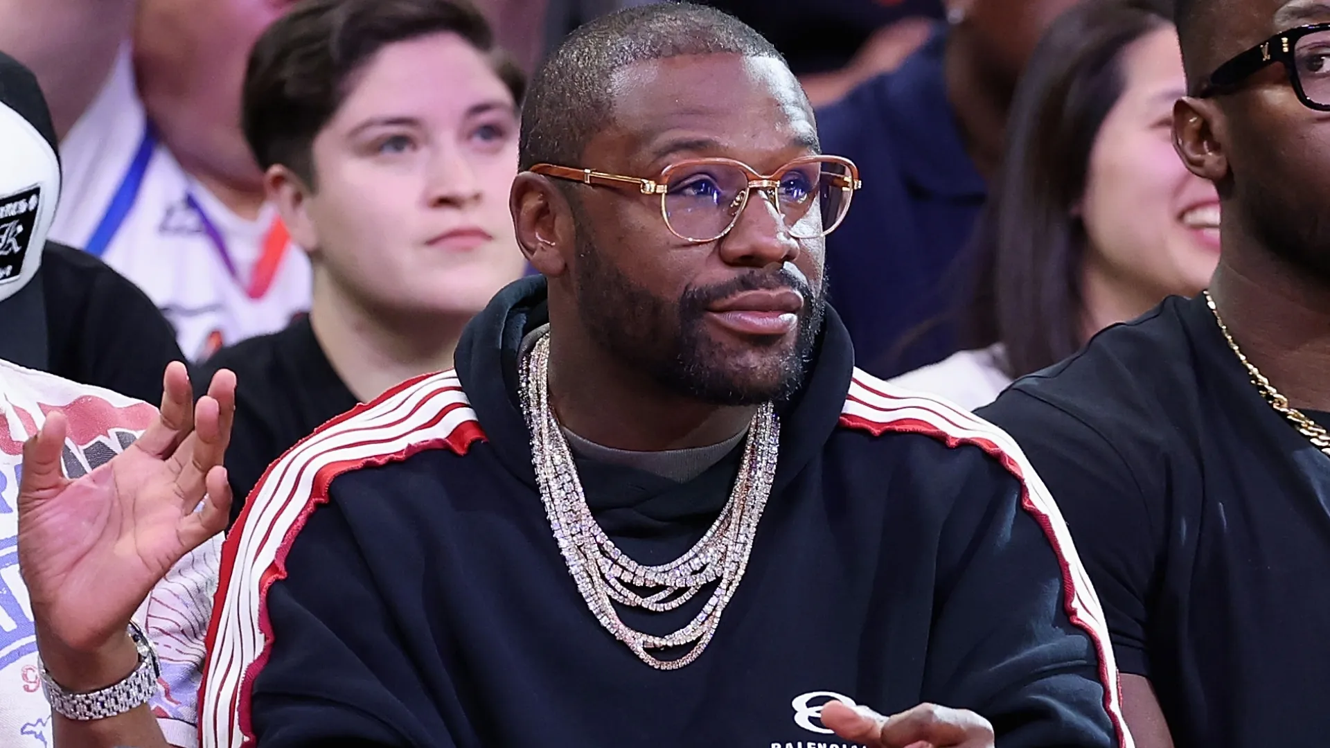 Floyd Mayweather Jr. attends Game Three of the 2025 WNBA Playoffs semifinals. Christian Petersen/Getty Images
