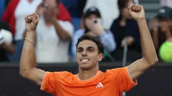 Francisco Cerundolo celebrating after a game.