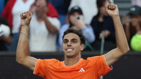 Francisco Cerundolo celebrating after a game.