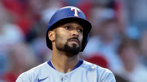 Marcus Semien during his time with the Texas Rangers on July 28, 2025 in Anaheim.