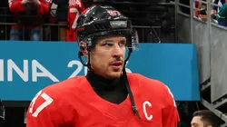 Sidney Crosby #87 of Team Canada at 2026 Winter Olympics.