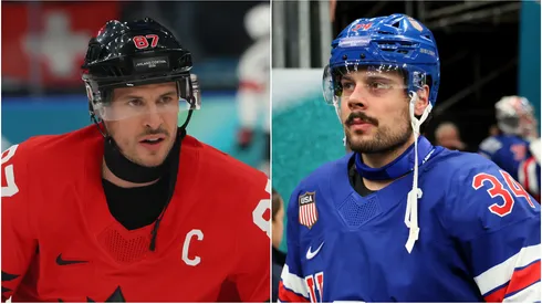 Sidney Crosby of Team Canada and Auston Matthews of Team USA